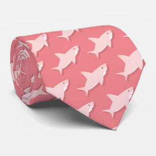 Pink Shark Cartoon Pattern Krawatte