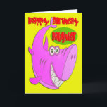 Pink Shark Daughter Birthday Karte<br><div class="desc">Big Pink Cartoon Hai mit Tochter Geburtstag Gruß.</div>