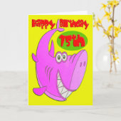 Pink Shark Fünfzehnte Geburtstag Karte (Gelbe Blume)