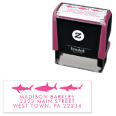 Pink Sharks Niedlich Kid's Rücksendeadresse Briefm Permastempel (Beispiel)