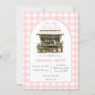 Pink She is Off the Market Gingham Brautparty Einladung