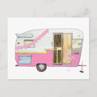 Pink She Shirt Camper Trailer Postkarte