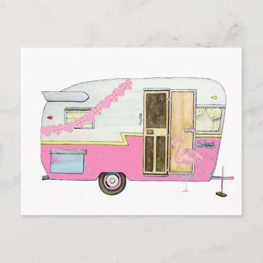Pink She Shirt Camper Trailer Postkarte (Vorderseite)