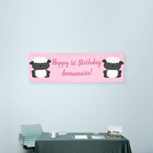 Pink Sheep Birthday Party Banner (Messeveranstaltung)