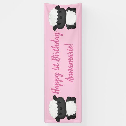 Pink Sheep Birthday Party Banner (Vertikal)