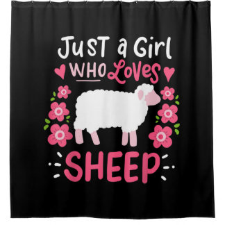 Pink Sheep Just A Girl Who Loves Sheep Gift Duschvorhang