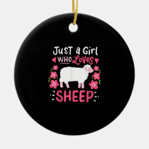 Pink Sheep Just A Girl Who Loves Sheep Gift Keramik Ornament