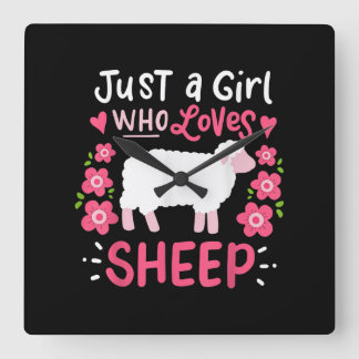 Pink Sheep | Just A Girl Who Loves Sheep Gift Quadratische Wanduhr
