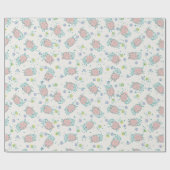 Pink Sheep with Flowers & Berries - Cute Pattern Geschenkpapier (Flach)