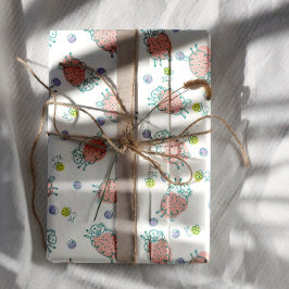 Pink Sheep with Flowers & Berries - Cute Pattern Geschenkpapier Set