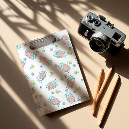 Pink Sheep with Flowers & Berries - Cute Pattern Klemmbrett