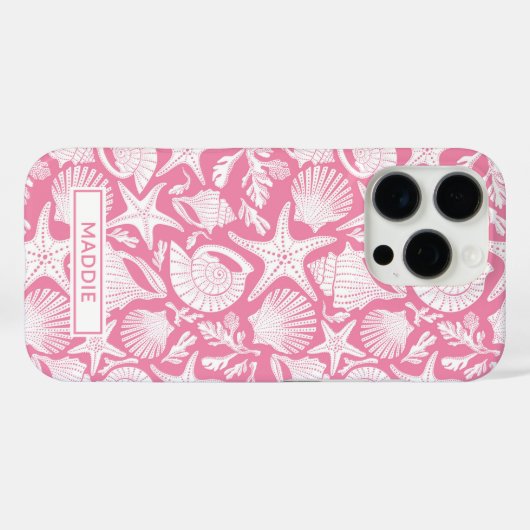 Pink Shells Personalized Case-Mate iPhone Hülle (Rückseite (Horizontal))