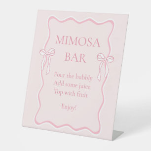 Pink Shes binden das Knoten Brautparty Mimosa Bar Sockelschild