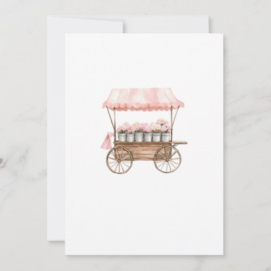 Pink She's Off Market Bauern Market Brautparty Einladung (Rückseite)