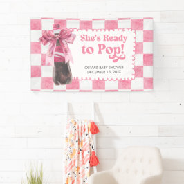 Pink She's Ready to Pop Baby Shower Banner