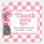 Pink She's Ready to Pop Baby Shower Quadratischer Aufkleber (Vorderseite)