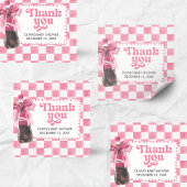 Pink She's Ready to Pop Baby Shower Quadratischer Aufkleber