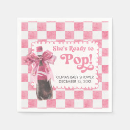 Pink She's Ready to Pop Baby Shower Serviette