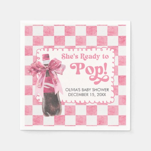 Pink She's Ready to Pop Baby Shower Serviette (Vorderseite)