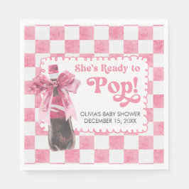 Pink She's Ready to Pop Baby Shower Serviette