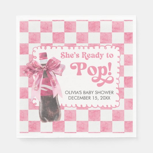Pink She's Ready to Pop Baby Shower Serviette (Vorderseite)