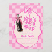Pink She's Ready to Pop Soda Baby Shower Einladung (Vorne/Hinten)