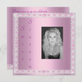 Pink Shimmer 16 . Geburtstag Einladung (Vorne/Hinten)