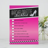 Pink Shimmer Bachelorette Checkliste Einladung (Stehend Vorderseite)