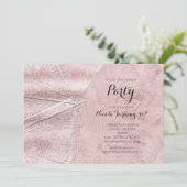 Pink Shimmer Crystal Glass Glam Party Einladungen (Stehend Vorderseite)