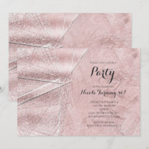 Pink Shimmer Crystal Glass Glam Party Einladungen