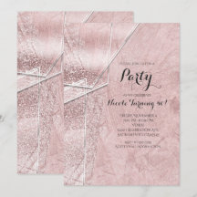 Pink Shimmer Crystal Glass Glam Party Einladungen