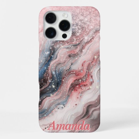 Pink Shimmer Marmor Personalisiert Handy Case iPhone Hülle (Rückseite)