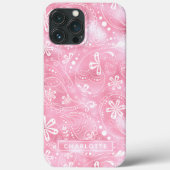 Pink Shimmer Modernes Girly Paisley Personalisiert Case-Mate iPhone Hülle (Rückseite)