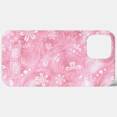 Pink Shimmer Modernes Girly Paisley Personalisiert Case-Mate iPhone Hülle (Rückseite (Horizontal))