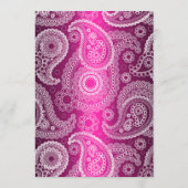 Pink Shimmer Satin White Lace Pisley Menü Karte (Rückseite)