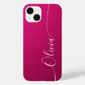 Pink Shimmer White Elegant Calligrafy Script Name Case-Mate iPhone Hülle (Rückseite)