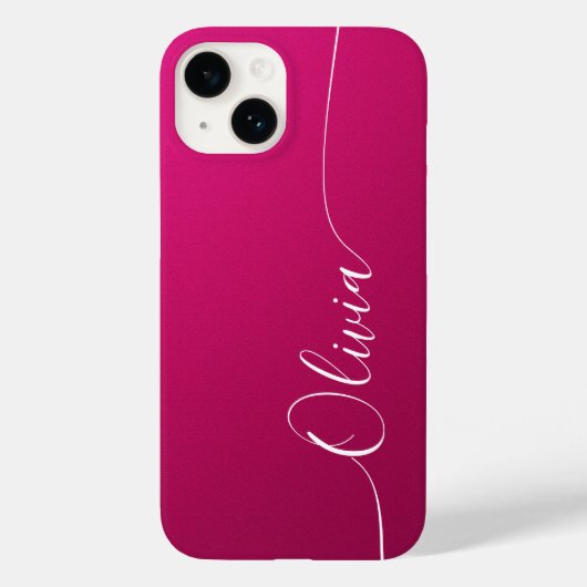 Pink Shimmer White Elegant Calligrafy Script Name Case-Mate iPhone Hülle (Rückseite)