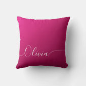 Pink Shimmer White Elegant Calligrafy Script Name Kissen (Rückseite)