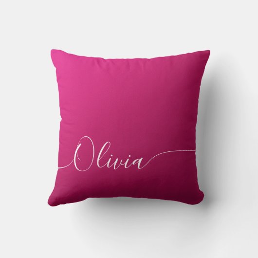Pink Shimmer White Elegant Calligrafy Script Name Kissen (Rückseite)
