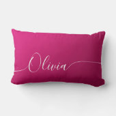 Pink Shimmer White Elegant Calligrafy Script Name Lendenkissen (Rückseite)