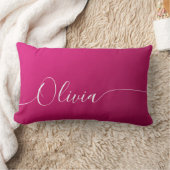 Pink Shimmer White Elegant Calligrafy Script Name Lendenkissen (Decke)