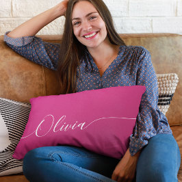 Pink Shimmer White Elegant Calligrafy Script Name Lendenkissen