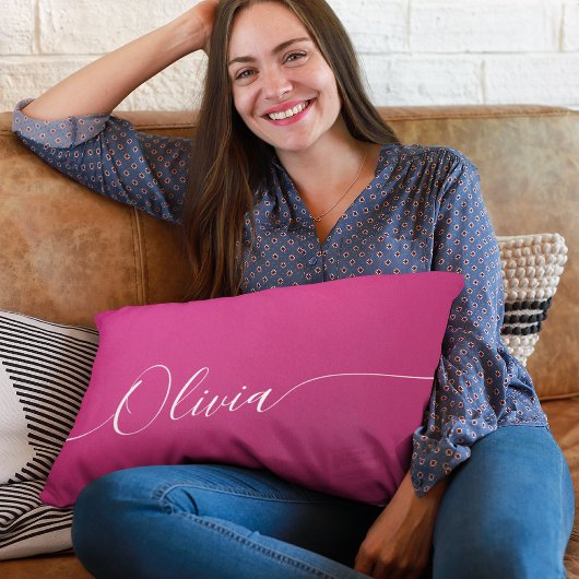 Pink Shimmer White Elegant Calligrafy Script Name Lendenkissen