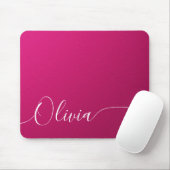 Pink Shimmer White Elegant Calligrafy Script Name Mousepad (Mit Mouse)