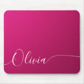 Pink Shimmer White Elegant Calligrafy Script Name Mousepad (Vorne)
