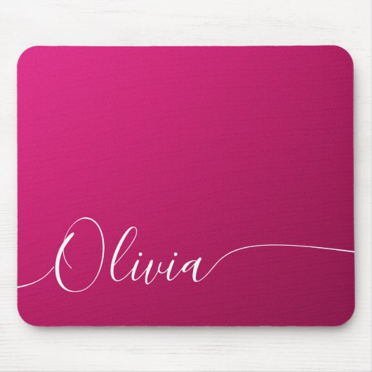 Pink Shimmer White Elegant Calligrafy Script Name Mousepad (Vorne)