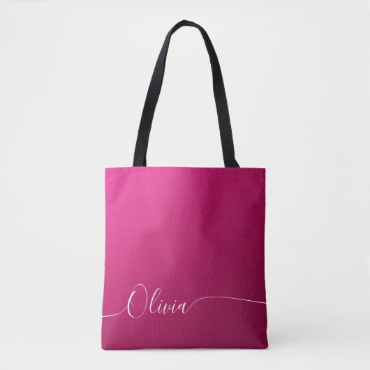 Pink Shimmer White Elegant Calligrafy Script Name Tasche (Vorderseite)