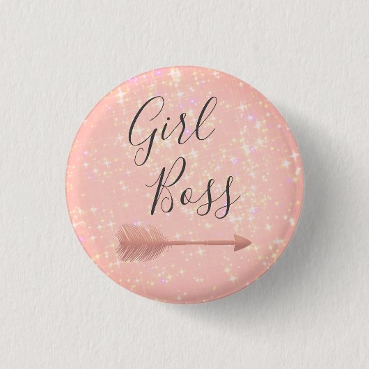 "Pink Shimmery Girl Boss Button (Vorderseite)
