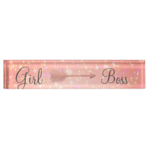 "Pink Shimmery Girl Boss Namensplakette