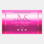 Pink Shimmery Product Labels Diamonds and Initials Rechteckiger Aufkleber (Vorderseite)